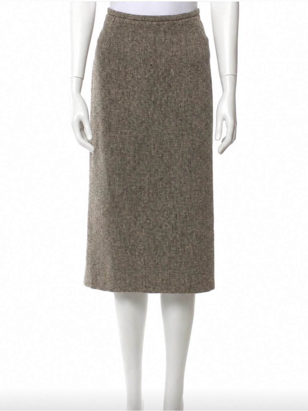 MaxMara Tan/Grey A-line Midi Skirt